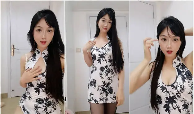 情趣旗袍裝韻味美少婦,經典吊帶絲襪誘惑,奶子有點扁了,不知生過幾個娃