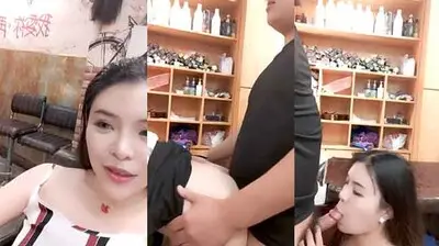 理发店淫荡现场！骚气极品美女主动勾引发型师，激情啪啪浪叫不断！