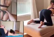 极品骚货化身瑜伽女学员，与猛男老师激情实战各种体位，棒棒糖挑逗深入探索