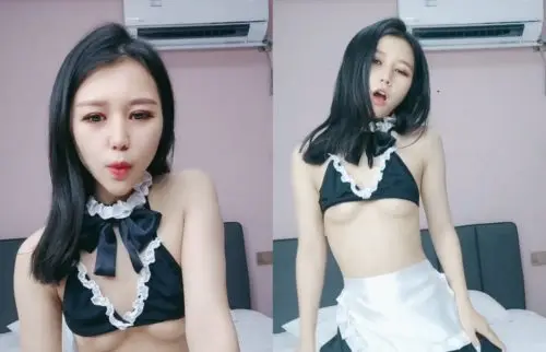 顶级颜值极品小妞女仆装啪啪，特写舔弄大屌口活很棒，撩起内衣露奶子，主动上位骑坐，大屌爆插粉穴