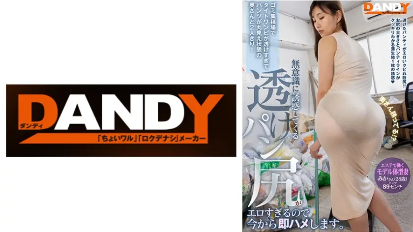 104DANDY-875B ゴミ集積場でタイトワンピが透けすぎてパンツが丸見え状態の奥さんと2人きり!無意識に誘