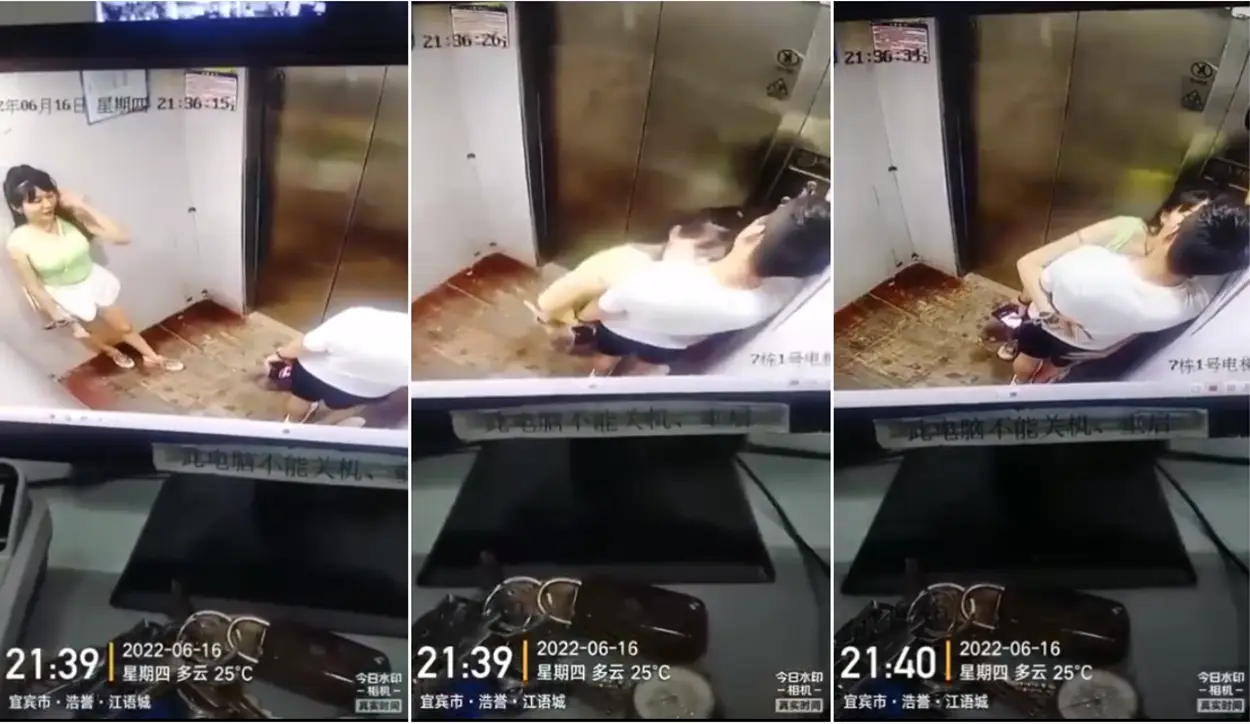 电梯有监控 这是常识,吃了什么药 就那么控制不住吗的!